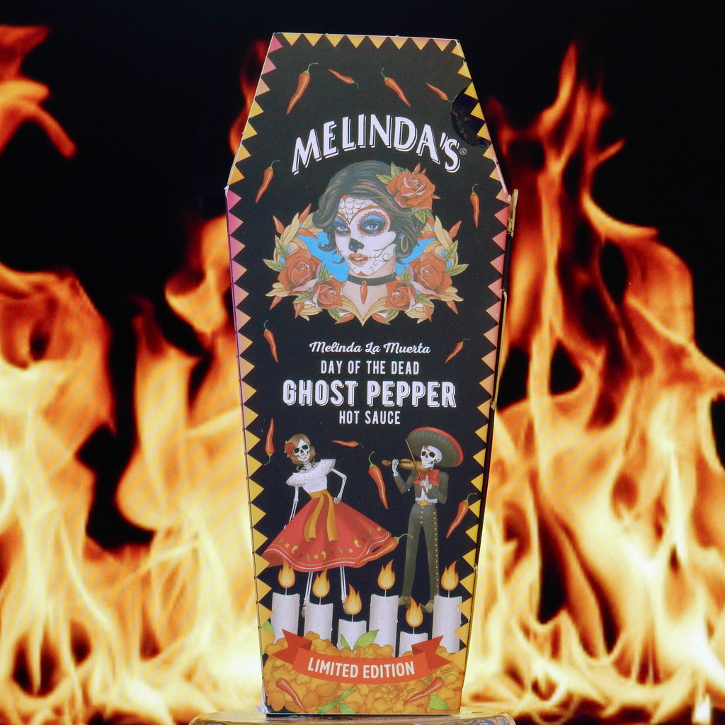 Melinda's Day Of The Dead Ghost Pepper Hot Sauce with Coffin